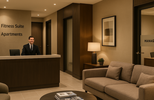 Ai image of a BtR Apartment Foyer with Concierge