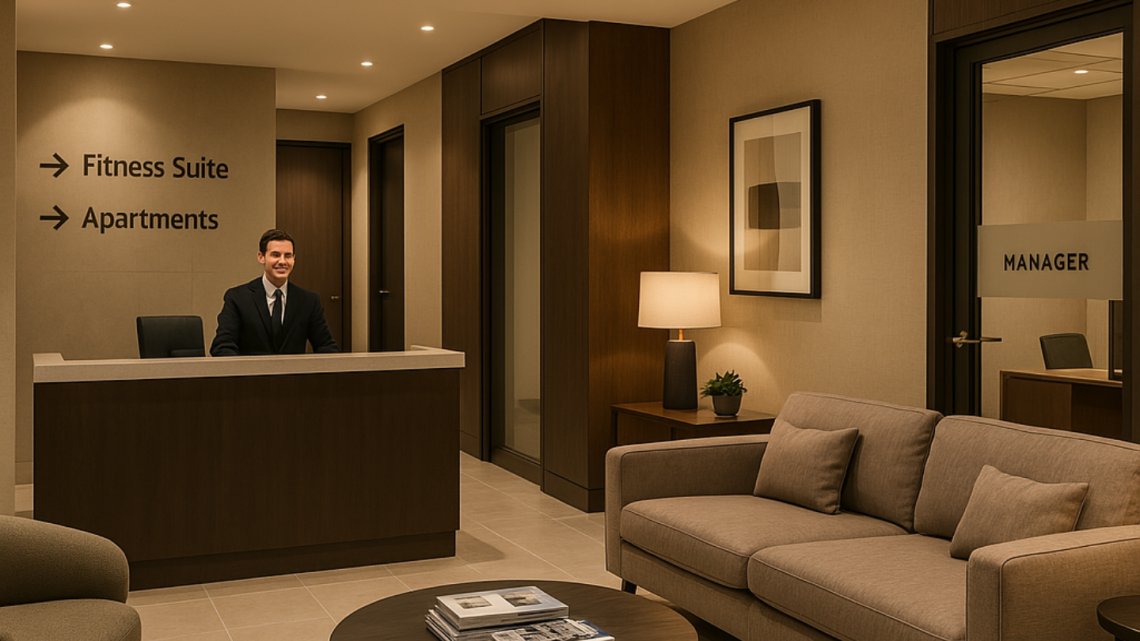 Ai image of a BtR Apartment Foyer with Concierge