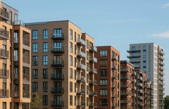 Image showing new, modern apartment buildings