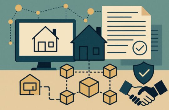 Illustration representing blockchain smart contract interactions