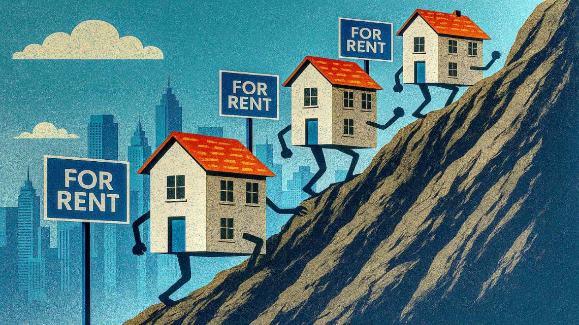 Image of houses for rent climbing up a mountain