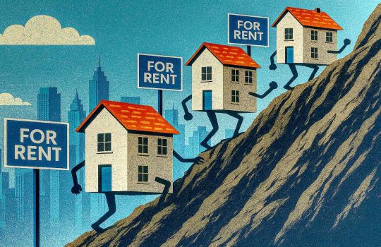 Image of houses for rent climbing up a mountain