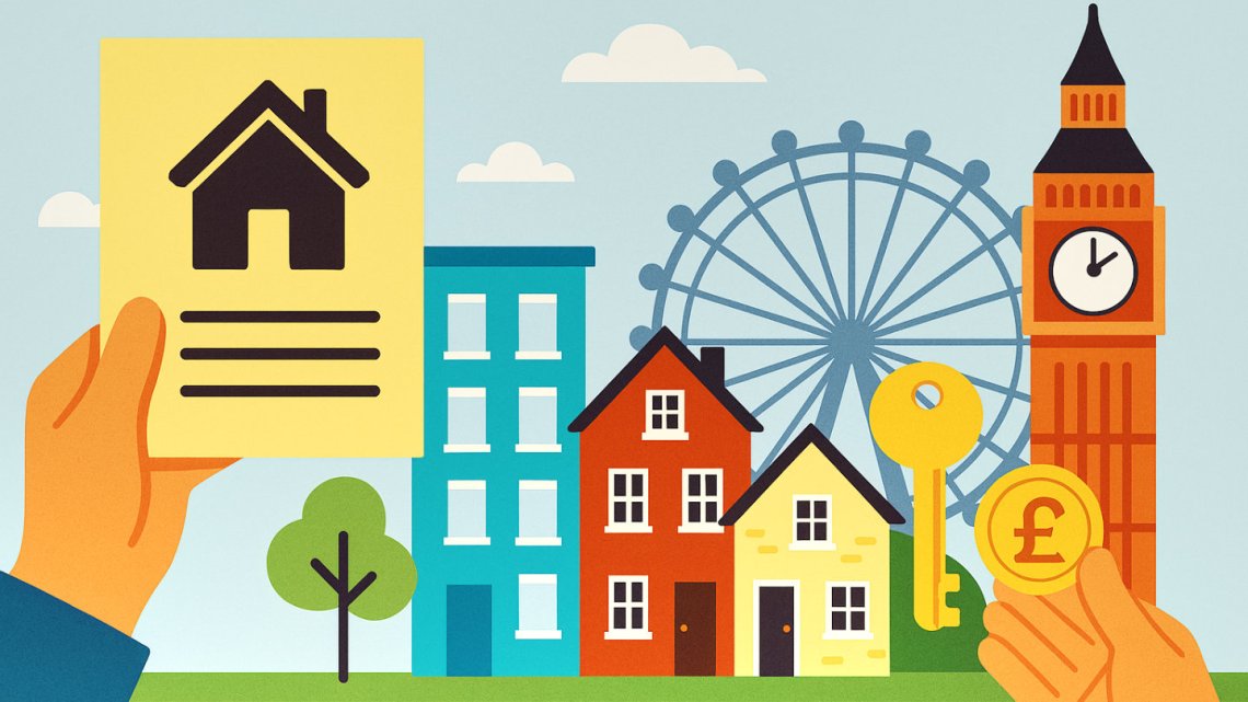 Illustration featuring  London properties and landmarks