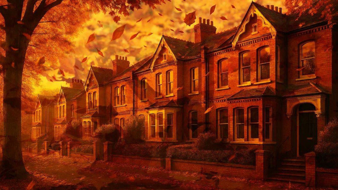 Image of a row of houses in Autumn