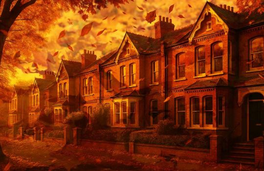 Image of a row of houses in Autumn