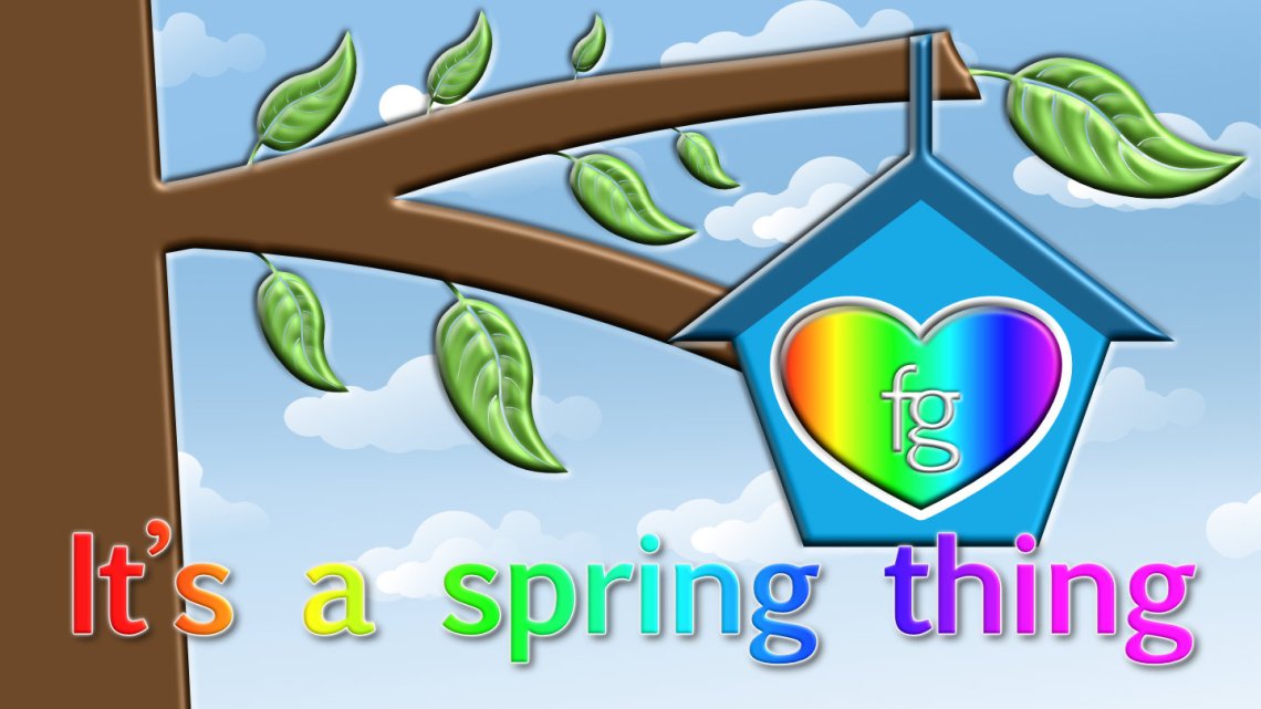 An illustration depicting a bird house in a tree during the early stages of spring, symbolising moving to a new home (nest) and starting anew.