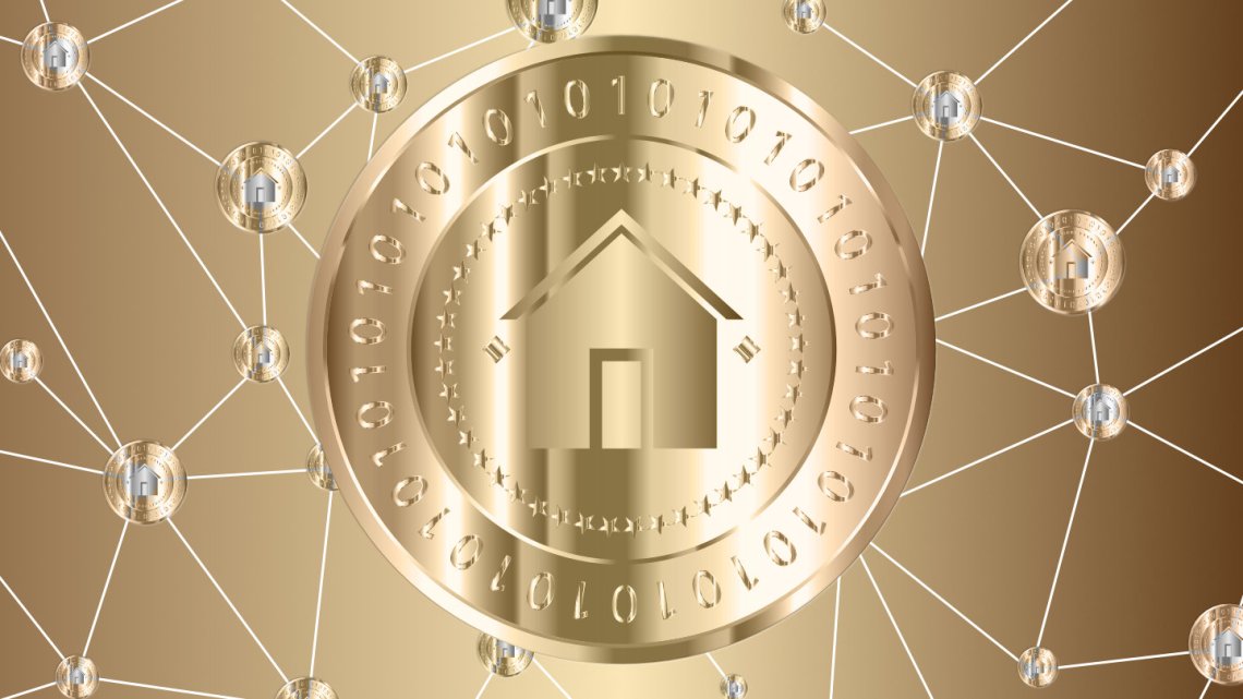 Illustration featuring a network of digital property tokens