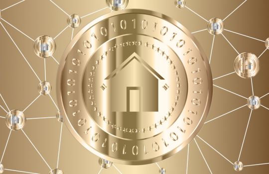 Illustration featuring a network of digital property tokens 